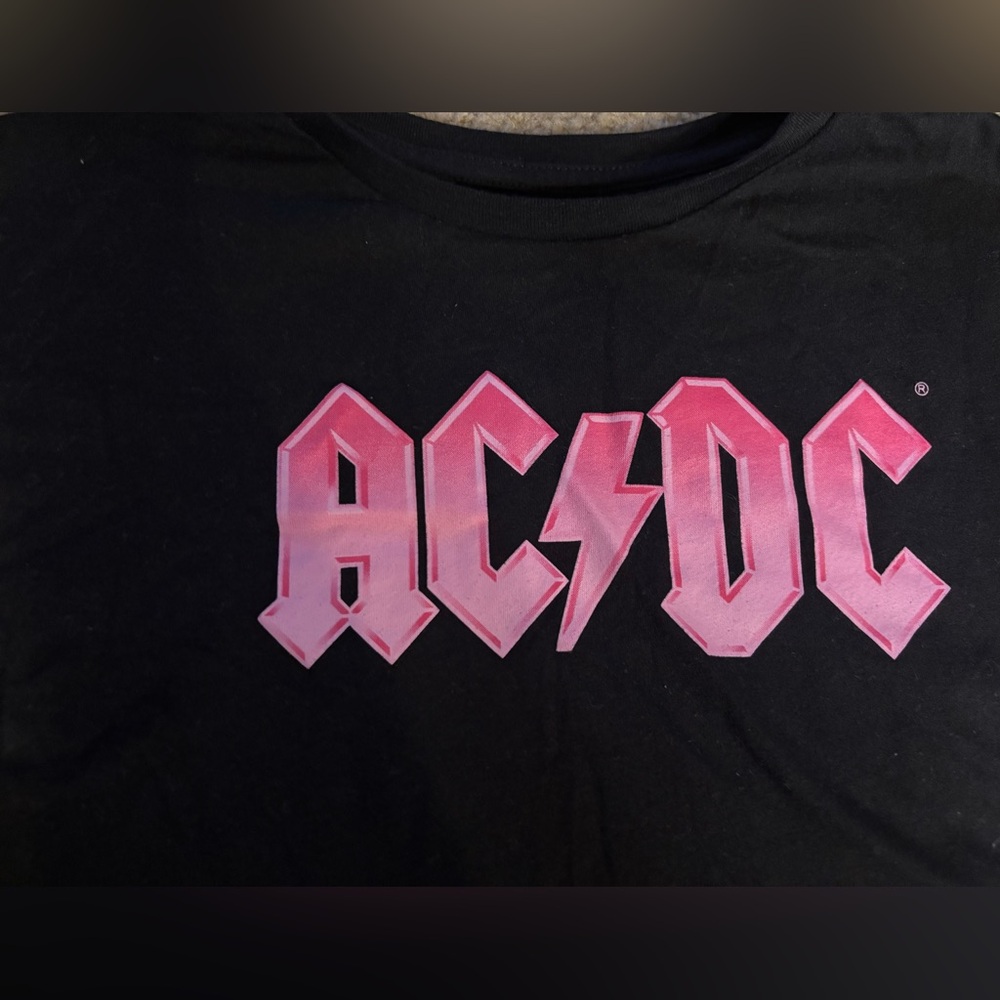 New Black crop top with Pink AC/DC Logo for girls